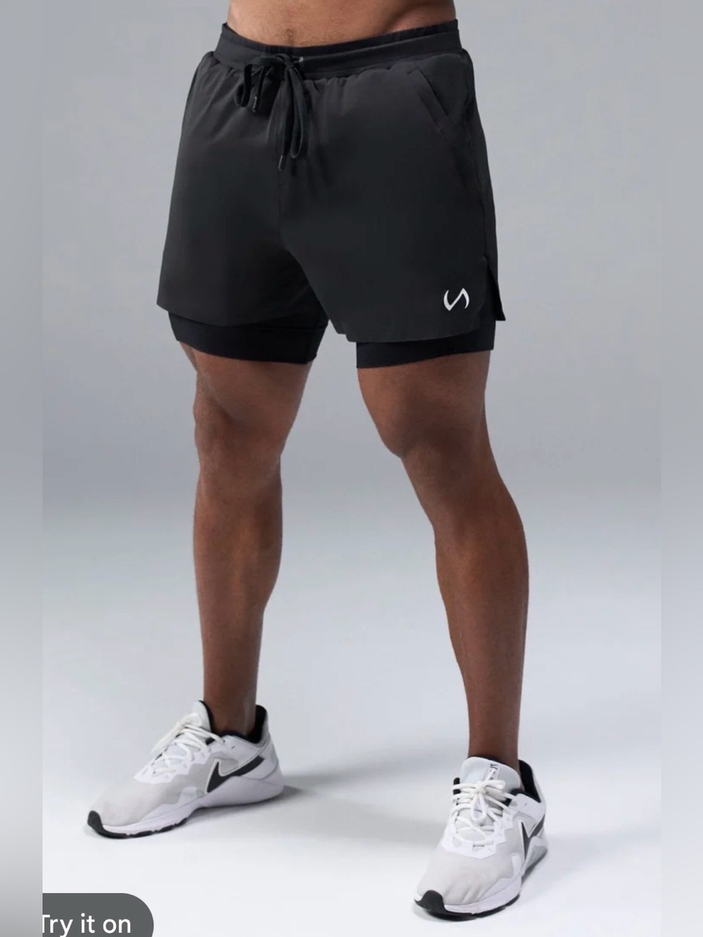 TLF Black Men's 2-in-1 Athletic Shorts